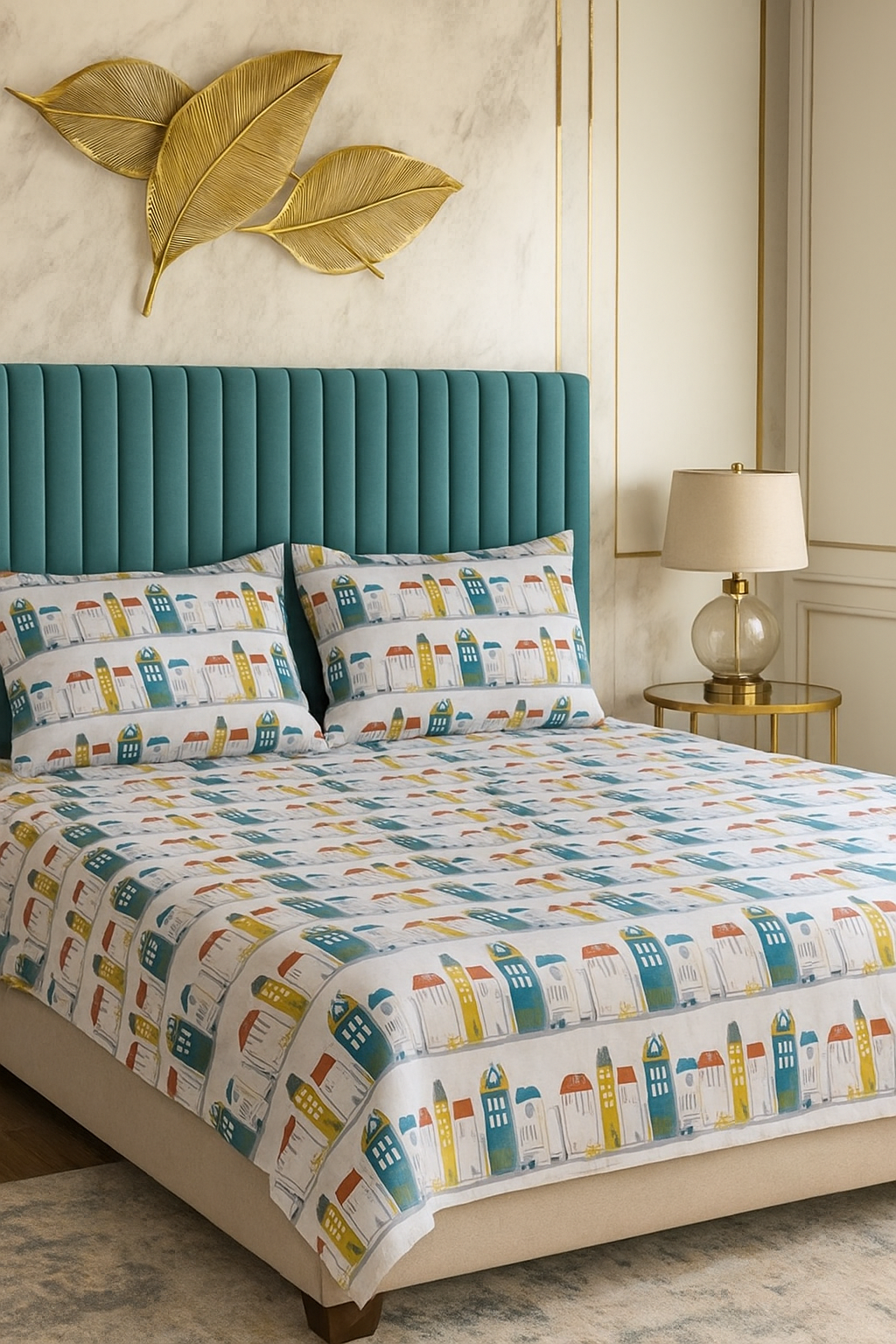 Beautiful colorful house pattern print