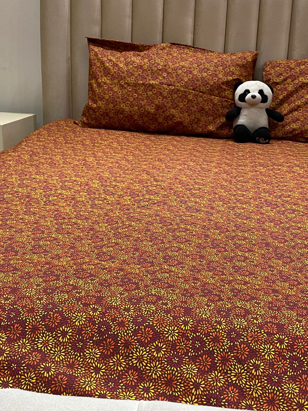 BURNT ORANGE & MUSTARD FLORAL BEDSHEET SET