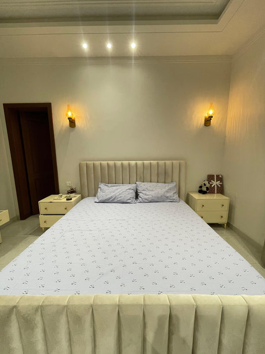 Elegant Blossom Embroidered Bedsheet – Premium Cotton