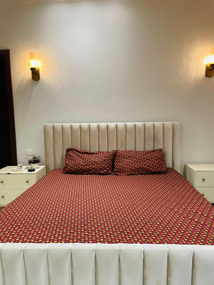 Traditional Block Print Style Bedsheet – Warm Tones