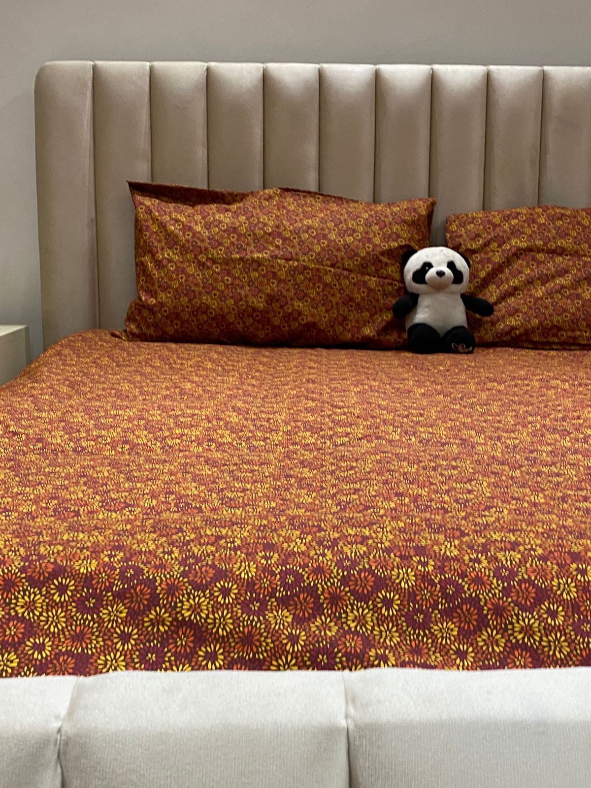 BURNT ORANGE & MUSTARD FLORAL BEDSHEET SET